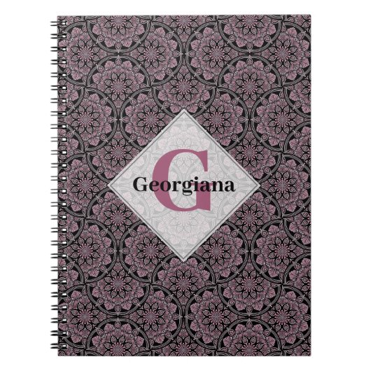 名前をカスタムする1920sダスキーバラフローラ前頭曼荼羅 ノートブック (正面)