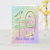 名前をカスタムする19th誕生日バタフライガーデンカード カード (黄色い花)