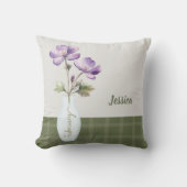 名前をカスタムする2月誕生月フラワーバイオレット クッション (正面)