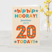 名前をカスタムする20th誕生日お尻ホレー カード (黄色い花)