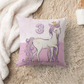 名前をカスタムする3位誕生日ピンクホース王冠 クッション (ブランケット)