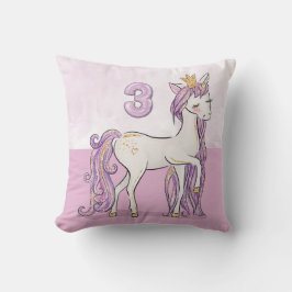 名前をカスタムする3位誕生日ピンクホース王冠 クッション