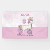 名前をカスタムする3位誕生日ピンクホース王冠 横断幕 (横)