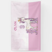 名前をカスタムする3位誕生日ピンクホース王冠 横断幕 (縦)