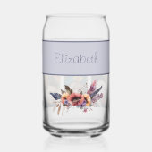 名前をカスタムする3枚フォトフラワーパープル ガラス缶 (正面)