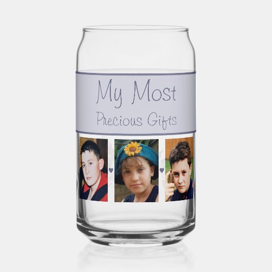 名前をカスタムする3枚フォトフラワーパープル ガラス缶 (裏面)