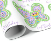 名前をカスタムする3歳の蝶 ラッピングペーパー (ロールコーナー)