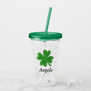 名前をカスタムする4リーフクローバーセントパトリックの日 アクリルタンブラー