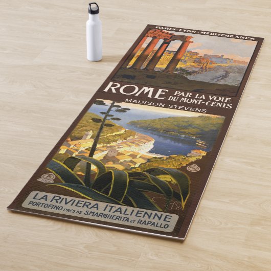 名前をカスタムする4ヴィンテージイタリア旅行ポスター ヨガマット (インサイチュ)