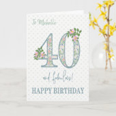 名前をカスタムする40歳の誕生日フローラとポルカスカード カード (黄色い花)