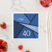 名前をカスタムする40th誕生日抽象芸術ブルージオメトリック スタンダードカクテルナプキン (インサイチュ)