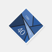 名前をカスタムする40th誕生日抽象芸術ブルージオメトリック スタンダードカクテルナプキン (角)