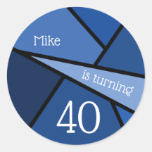 名前をカスタムする40th誕生日抽象芸術ブルージオメトリック