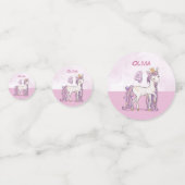 名前をカスタムする4th誕生日ピンクの馬と王冠 コンフェッティ (裏面)