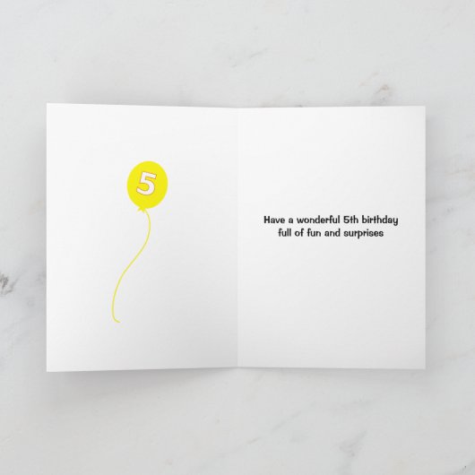 名前をカスタムする5歳の誕生日タイガー淡い色のブルー カード (内部)