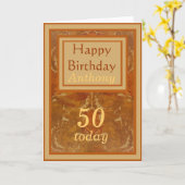 名前をカスタムする50番目の誕生日カード カード (黄色い花)