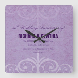 名前をカスタムする50結婚周年 スクエア壁時計