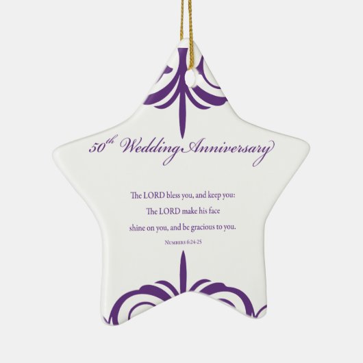 名前をカスタムする50結婚周年 セラミックオーナメント (右)
