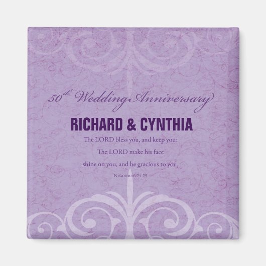 名前をカスタムする50結婚周年 マグネット (正面)