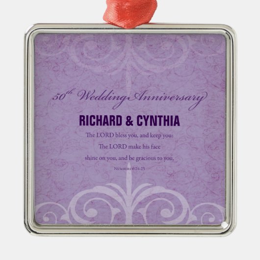 名前をカスタムする50結婚周年 メタルオーナメント (正面)
