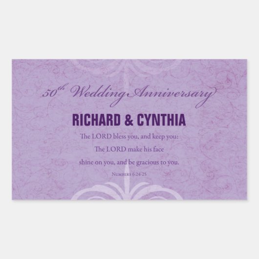 名前をカスタムする50結婚周年 長方形シール (正面)