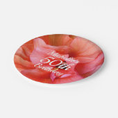 名前をカスタムする50誕生日熱帯花の写真 ペーパープレート (アングル)