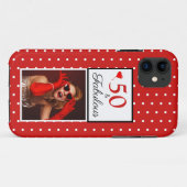名前をカスタムする50 &ファボラスフォトレッド50th誕生日 Case-Mate iPhoneケース (裏面(横))