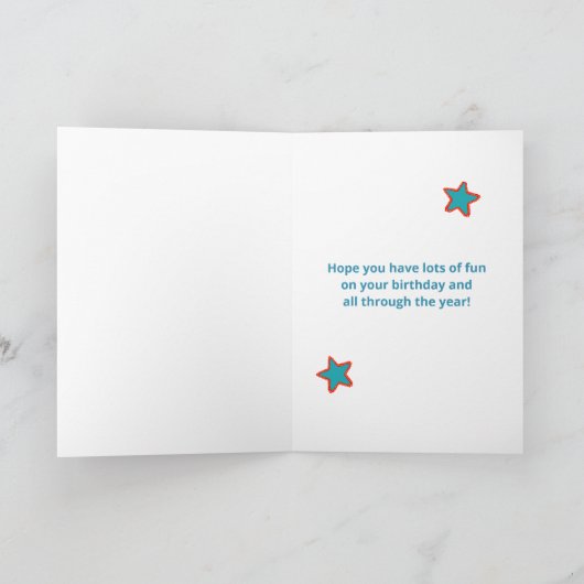 名前をカスタムする6th誕生日お尻ホレー カード (内部)