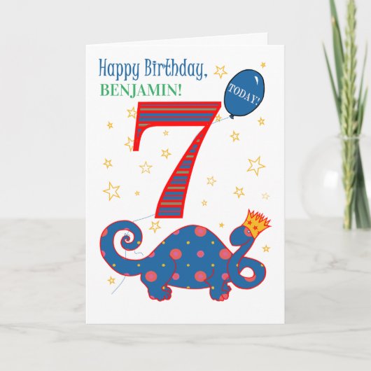名前をカスタムする7番目の誕生日とおもしろいカード カード (正面)