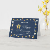 名前をカスタムする8周年記念ネイビー金ゴールド カード (黄色い花)