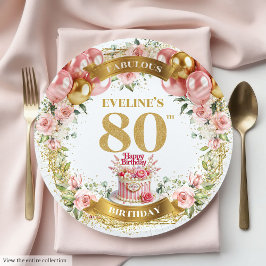名前をカスタムする80番目の誕生日プレート ペーパープレート