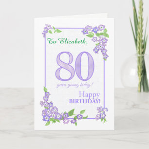 名前をカスタムする80誕生日とPhloxフラワーカード カード