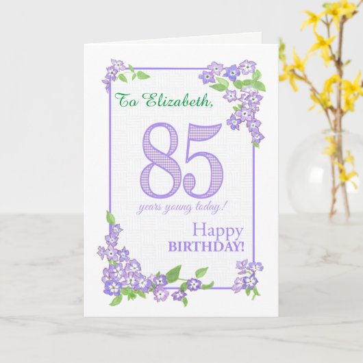 名前をカスタムする85誕生日とPhloxフラワーカード カード (黄色い花)