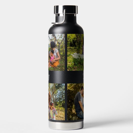 名前をカスタムする&あなたの4写真ウォーターボトル ウォーターボトル (右面)
