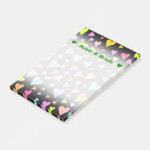 名前をカスタムする+おもしろい、愛情、ハートパターカラフルン ポストイット (アングル)