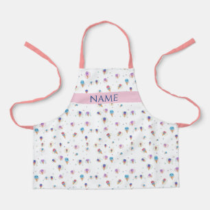 名前をカスタムする-かわいいアイスクリーム柄の子どもたち エプロン