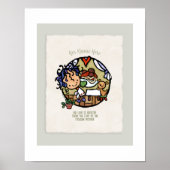 名前をカスタムする!かわいいイタリアン調理師スパゲティパピーアート ポスター (正面)