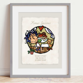 名前をカスタムする!かわいいイタリアン調理師スパゲティパピーアート ポスター