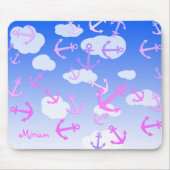 名前をカスタムする、かわいい浮動いかり、パステルカラー マウスパッド (正面)