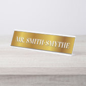 名前をカスタムする + のどによって金ゴールドインスパイアパターン デスクネームプレート (正面)