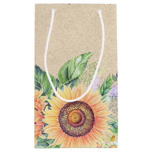 名前をカスタムする |ひまわり素朴の結婚式の引き出物バッグ スモールペーパーバッグ (裏面)