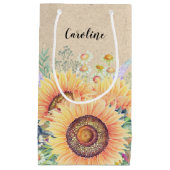 名前をカスタムする |ひまわり素朴の結婚式の引き出物バッグ スモールペーパーバッグ (正面)