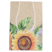 名前をカスタムする |ひまわり素朴の結婚式の引き出物バッグ ミディアムペーパーバッグ (裏面)