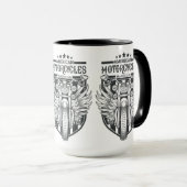名前をカスタムする「アメリカンモトサイク」マグカップ マグカップ (正面右)