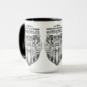 名前をカスタムする「アメリカンモトサイク」マグカップ マグカップ (正面左)