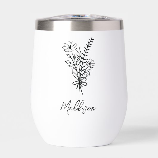 名前をカスタムする、エレガントタイポグラフィ花束 (正面)