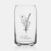 名前をカスタムする、エレガントタイポグラフィ花束 ガラス缶 (正面)