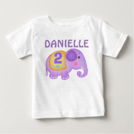 名前をカスタムする&エージ誕生日エレファントツチュボディスーツ ベビーTシャツ