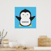 名前をカスタムする&カラーかわいいペンギンポスター ポスター (キッチン)