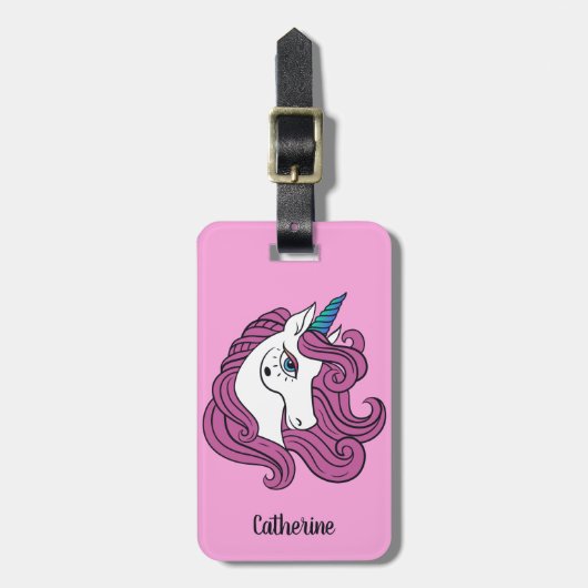 名前をカスタムする&カラーかわいいユニコーン荷物タグ ラゲッジタグ (正面縦)